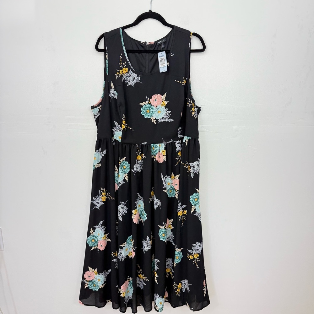 Torrid NWT Black Floral Midi Dress B1